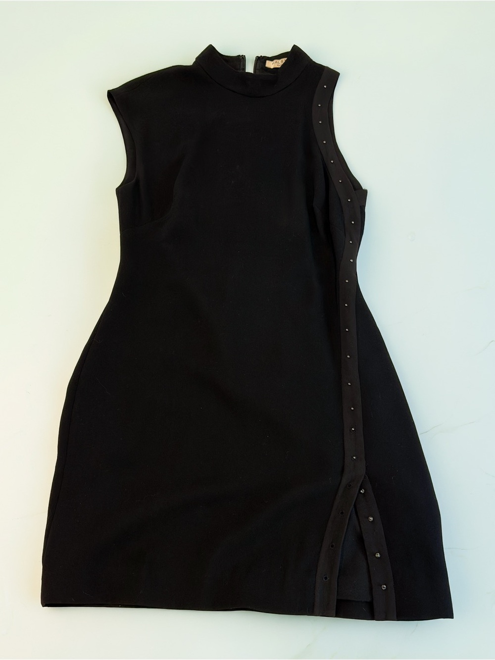 Halston Heritage Black One-Shoulder Stud-Trim Dress